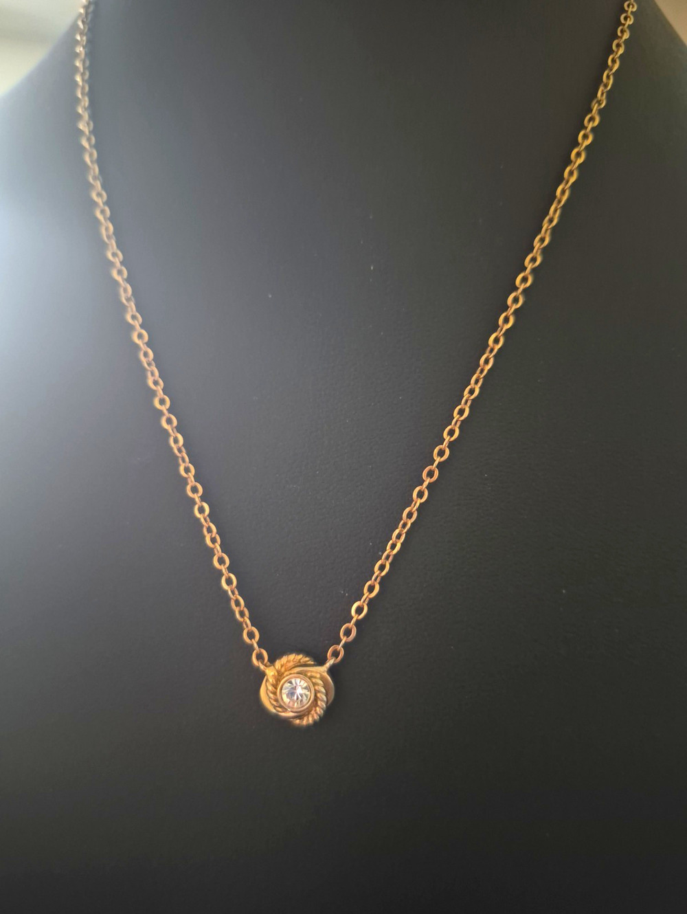 kate spade new york Gold Plated Gold Tone Bezel Crystal Charm Pendant Necklace